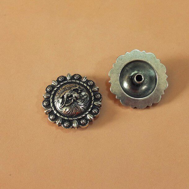 Leather Art of American classic silver cowboy berry wealth closing 32mm plated silver