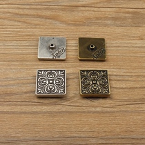 Leather carving leather art handmade leather goods cloth buckle leather buckle decorative buckle Tang grass pattern square cloth buckle 20mm