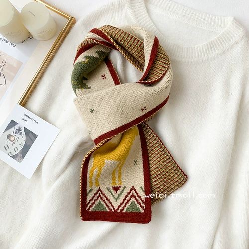 Tide, мультяшный милый демисезонный короткий универсальный трикотажный шарф, в корейском стиле