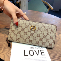 European and American genuine leather long womens wallet 2024 new high-end fashion simple thin zipper hand wallet