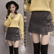 Quần short len ​​nữ mùa đông mặc quần cạp cao quần đáy mùa thu đông 2018 phiên bản Hàn Quốc mới mặc quần bốt hoang dã