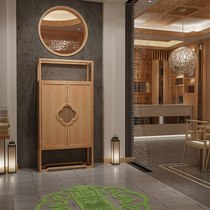 Chinese style bookcase book house full solid wood furniture containing storage tea shop shelving show log new Chinese custom