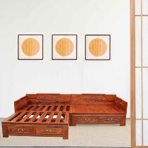 New Chinese Hedgehog Red Sandalwood Arhat Bed Log Solid Wood Push Stretch Shrinking Bed Adult Sofa Bed Small Household Living Room