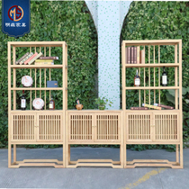 New Chinese style ash wood solid wood log to the living room bookcase rack bookshelf modern minimalist storage cabinet customization