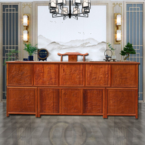 Chinese Red Wood Cashier Desk Restaurant Front Desk Restaurant Front Tea House Hotel Wellness Hall Reception Desk Counter Solid Wood Desk