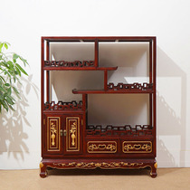 New Chinese style solid wood Duobaoge elm wood mortise and tenon bogu rack lacquer cabinet rack multi-functional retro tea rack