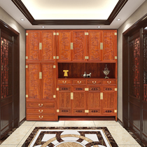 New Chinese solid wood door hall entrance to the family doorway outside door containing red wood lockers partition integrated shoe cabinet