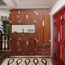 Red Wood Shoe Cabinet Tinged Hedgehog Purple Sandalwood Household Entrance entrance pure solid wood log New Chinese Xuanguan containing the whole collection cabinet