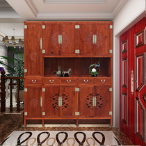 Red Wood Entrance Shoes Cabinet Solid Wood Large Capacity Lockers Living Room New Chinese Price-hedgehog Purple Sandalwood Complete and Closed Door Hall Cabinet