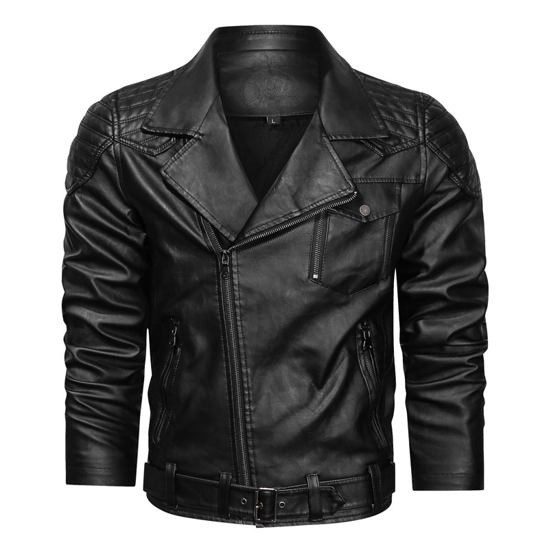 Male God Equipment Outdoor Motorcycle Leather Jacket Personality Leather Jacket Tough Guy Style Suit Collar Motorcycle Suit Leather Jacket Trend