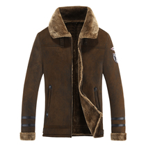 European and American military fan fur jacket Male air force flight suit hunting suit Military tooling archon fur one-piece jacket male