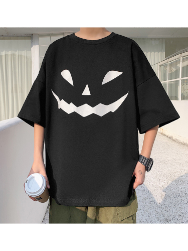 Devil Smile short sleeve t-shirt men's fat plus plus plus size trend fat loose body Summer Youth punk