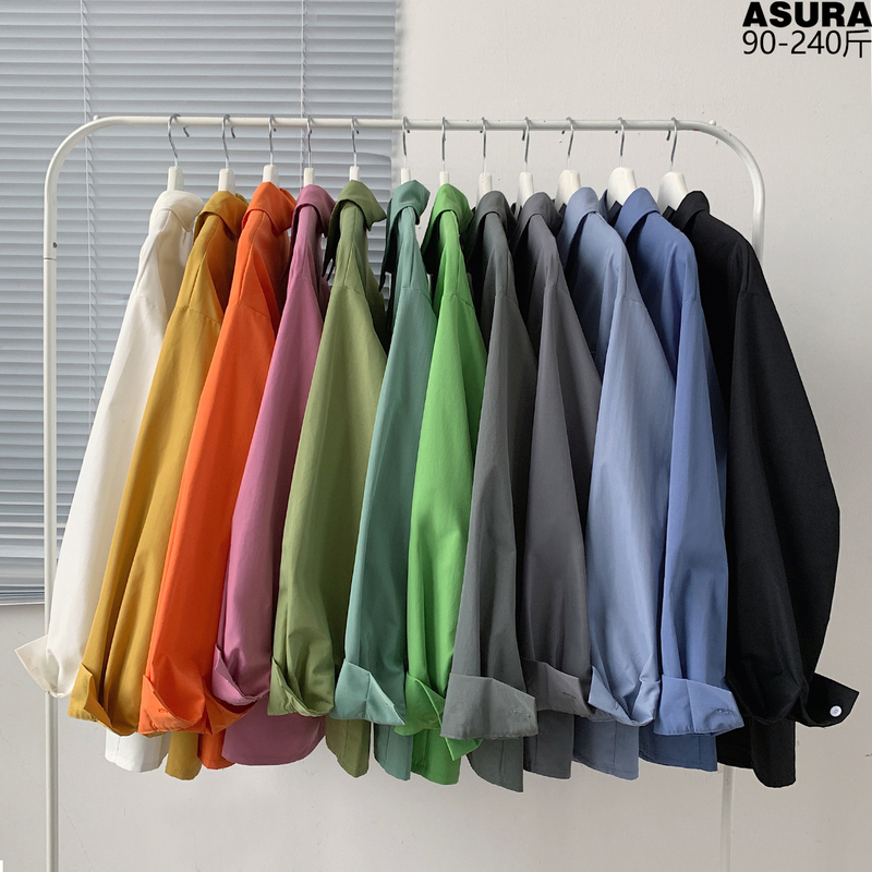 Candy-Colored Long-Sleeve Shirt for Men, Plus Size, Trendy Brand, Casual Loose Fit, Spring Thin Streetwear, Versatile