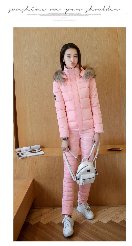 Áo cotton mùa đông 袄 nữ 2018 phiên bản Hàn Quốc của áo khoác mùa đông mới cotton dày quần áo mùa đông quần áo cotton phù hợp với học sinh hai mảnh áo phao lót lông cho bé