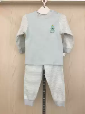 McMimiji children's autumn and winter New Large size home clothing middle collar Korean velvet warm shoulder opening baby suit