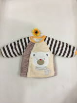 Bang Bilo baby winter New padded coat coral velvet striped cardigan warm and comfortable