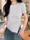 White bottoming shirt round neck short sleeve 2025 new irregular pleated slimming top American hottie T-shirt for women
