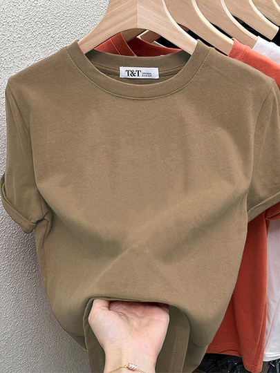 Right shoulder cotton short-sleeved T-shirt for women 2025 new black versatile top bottoming shirt spring and summer slim body shirt trend