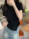 White bottoming shirt round neck short sleeve 2025 new irregular pleated slimming top American hottie T-shirt for women