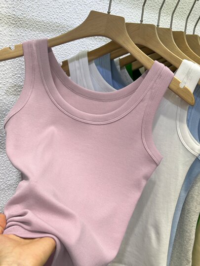 Threaded cotton pure hot girl short suspender vest women's top summer sleeveless short-sleeved T-shirt slim inner bottom