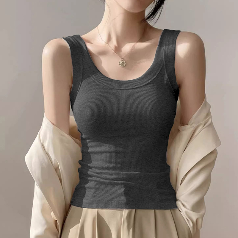 2026 New Summer Racerback Camisole for Women, Suitable for Wearing under a Suit or as Outerwear, Conceals Side Breasts, Gray Sleeveless Top