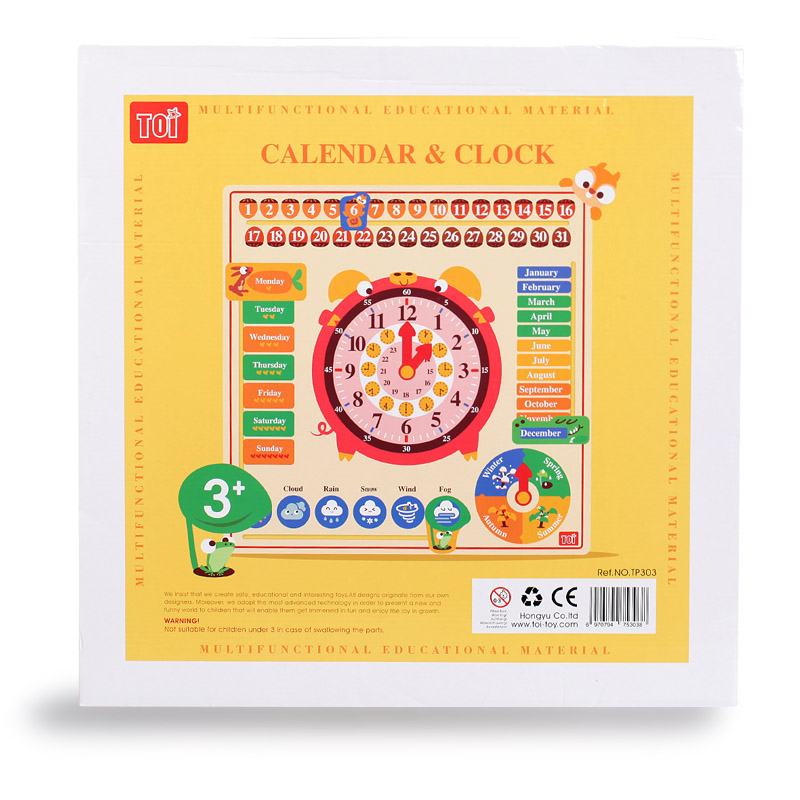 Wooden Calendar Board Teaching Clock for Children Kids Early Learning Toy