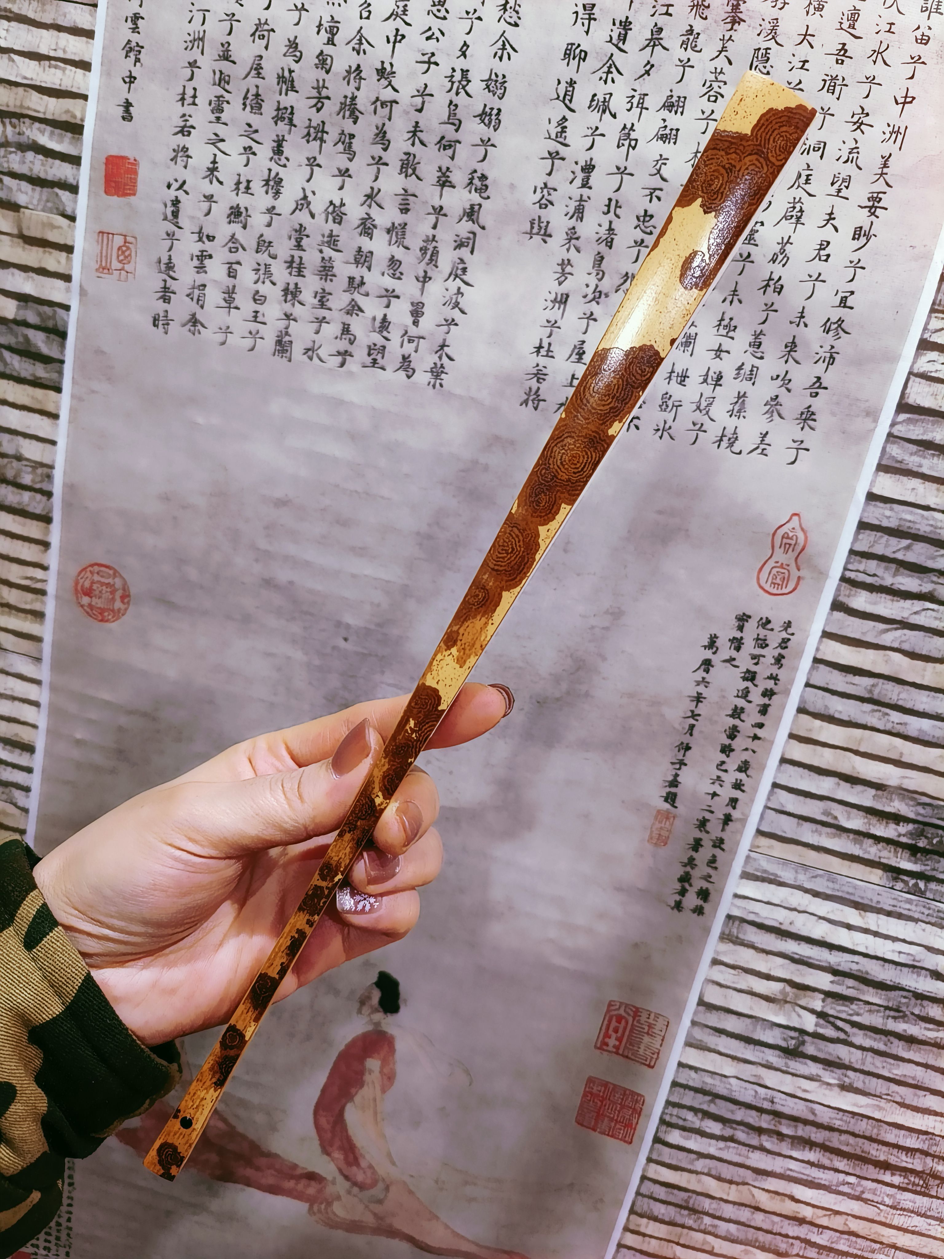 天价收藏级！天花板重器麻栗坡老云妃雷山老料湘妃牛血紫折扇料10寸两把料子，绝版珍藏