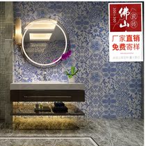 Kitchen tile hexagonal blue and white porcelain kitchen bathroom floor tiles retro small tiles bathroom wall tiles 200X230