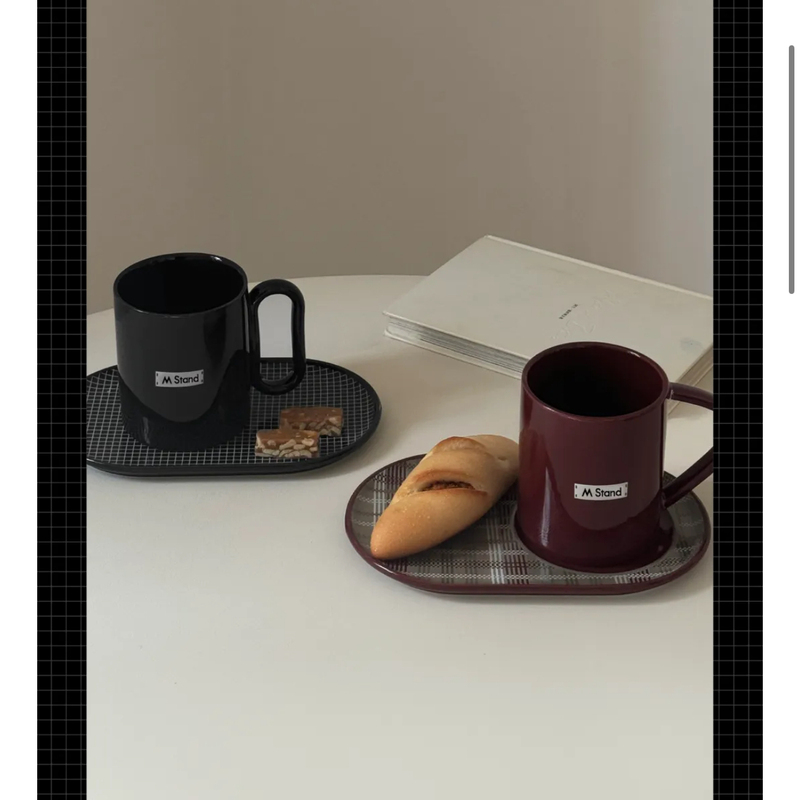 Mstand Cup Plaid Cup and Saucer Black Wine Red High Aesthetic Value Home Office Desktop Ceramic Mug Water Cup Mstand Cup Plaid Cup and Saucer Black Wine Red High Aesthetic Value Home Office Desktop Ceramic Mug Water Cup