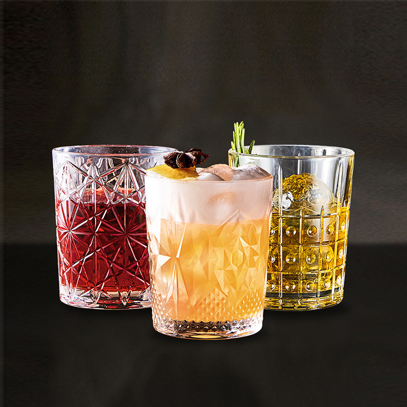 Vintage Retro Carved Water Glass Whisky Foreign Wine Glass Italy Imported Bormioli Rocco Spot