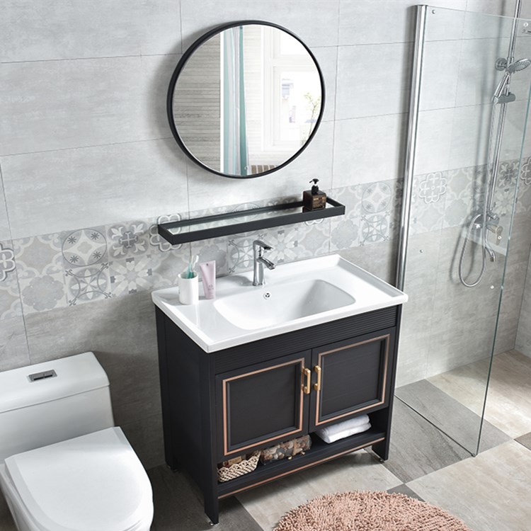 Space aluminum bathroom cabinet marble washbasin floor-to-ceiling powder room washbasin ceramic washbasin simple combination