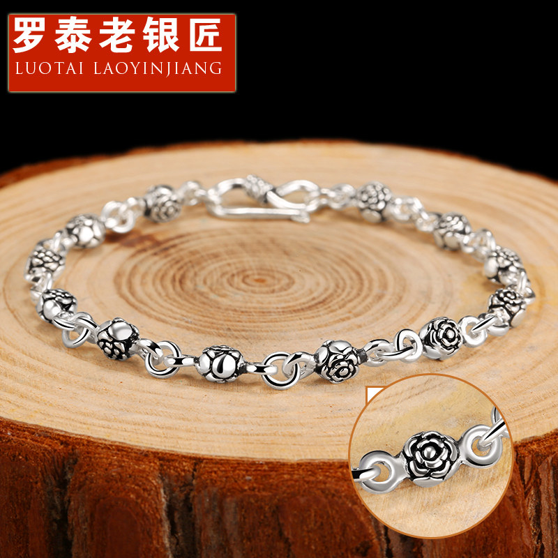 Rotai's old silversmith 925 silver handmade men's Chains Little crowddesign Korean version Fashion personality Jane about sending boyfriend gifts