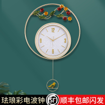 Enamel color creative watch Living room household dining room clock Light luxury wall clock Wall clock decoration New Chinese style atmospheric hanging watch