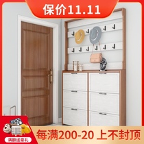 Ultra-thin shoe cabinet home door 17 flip bucket simple modern with hanger integrated wall coat cabinet entrance entrance