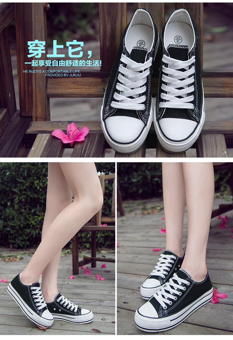 Mùa xuân và mùa hè trắng sneakers ladies Hàn Quốc phiên bản của nền tảng giày vải thấp để giúp thể thao và giải trí thắt lưng tăng giày đơn triều