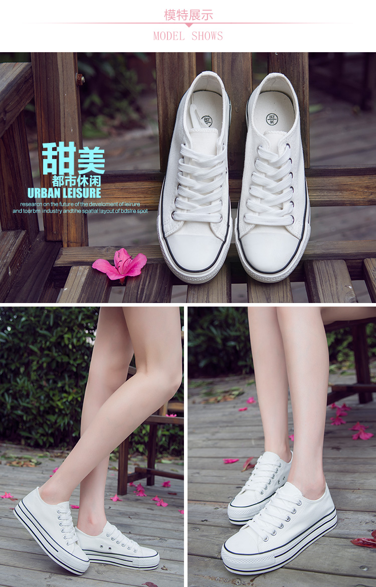 Mùa xuân và mùa hè trắng sneakers ladies Hàn Quốc phiên bản của nền tảng giày vải thấp để giúp thể thao và giải trí thắt lưng tăng giày đơn triều