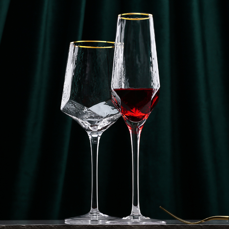 Sketching Red Wine Cup Creative Nordic Vertical Striped Red Wine Glass Home High Foot Cups Champagne Cup Foreign Wine Cups Water Crystal Cups