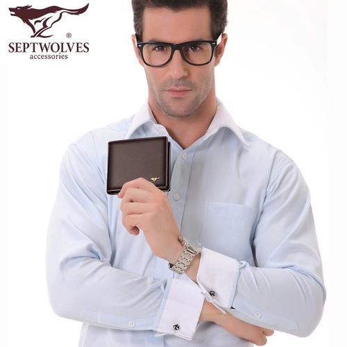 Septwolves, мужской бумажник, тонкий вместительный и большой кожаный кошелек, из натуральной кожи, коллекция 2021, воловья кожа