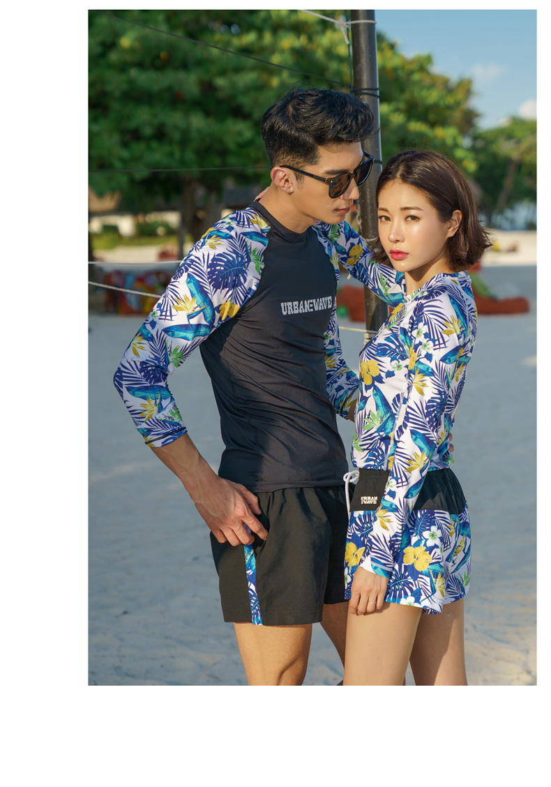 Bộ đồ bơi đôi tay dài chia tay 2018 thời trang mới thon gọn gợi cảm nam nữ bộ đồ lặn mùa xuân nóng bỏng Hàn Quốc - Vài đồ bơi đồ đôi đi biển nam nữ
