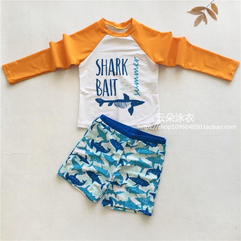 Exported to Japan children's swimsuit long-sleeved sun protection shorts split suit medium and large boys quick-drying hot spring resort swimsuit