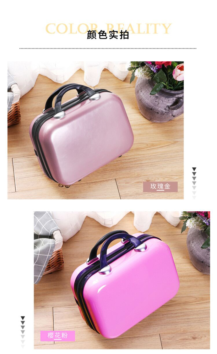 Phiên bản tiếng Hàn của túi đựng mỹ phẩm xách tay dễ thương 14 inch vali nữ màu rắn dung lượng lớn hộp lưu trữ rửa logo tùy chỉnh vali bamozo