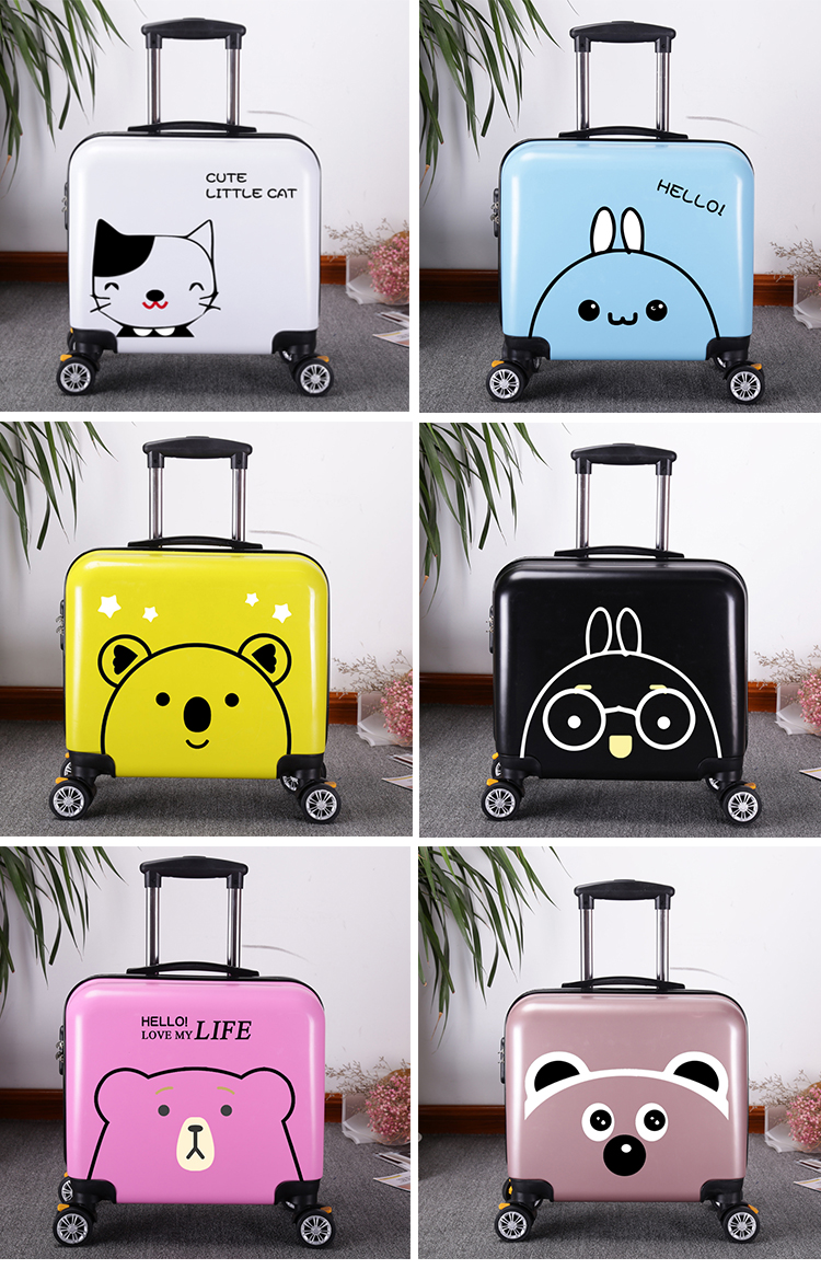 Tùy chỉnh logo18 inch xe đẩy trường hợp giải thưởng phổ quát bánh xe lên vali nhỏ nữ vali mật khẩu mini 20 vali màu hồng