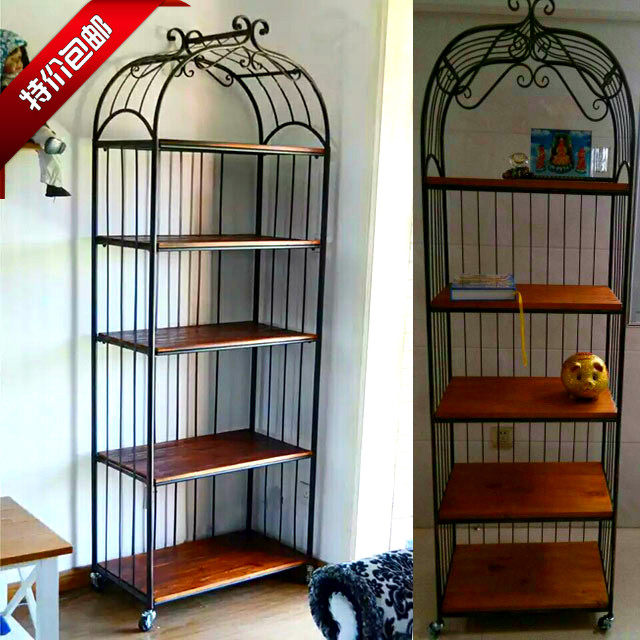 American loft retro iron art solid wood flower shelf shelve shelf bookshelves landing living-room containing shelf shelves