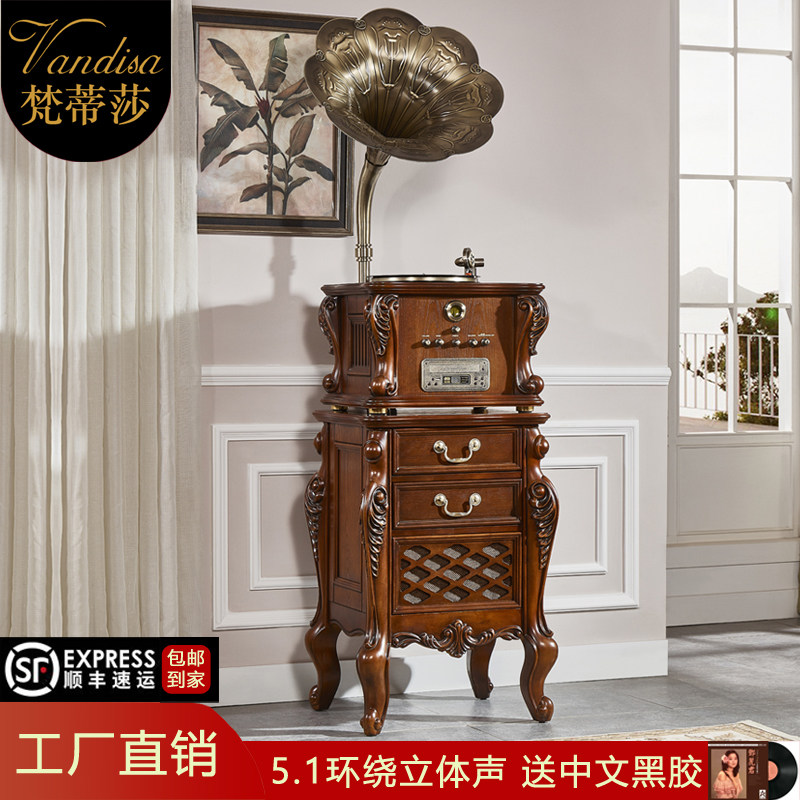 Van Tisha Old Fashioned Record Machine Living Room Vintage Grammater LP Retro Black Gel Electric Record Machine New Original DVD