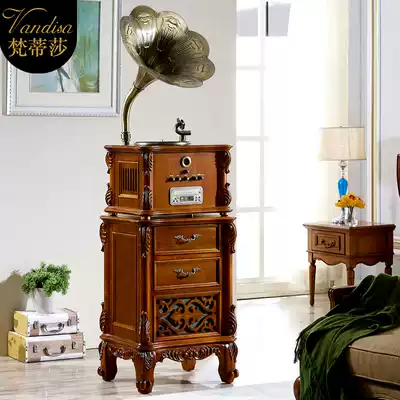 Vatica phonograph classical solid wood vinyl record player New Big Horn CD Bluetooth remote control audio European lp
