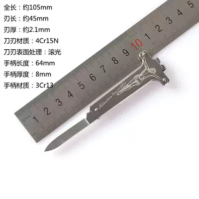 Multifunctional folding knife Three-edged wooden key knife Wave bead necklace with back clip pocket knife Outdoor self-defense tool express knife