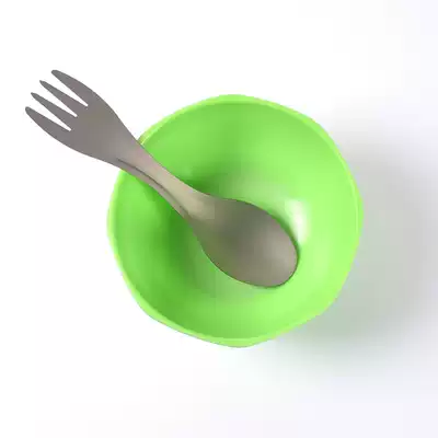 Outdoor camping meal spoon Titanium alloy dual-use fork spoon simple environmental protection tableware Portable pure titanium spoon ultra-light and non-rusty