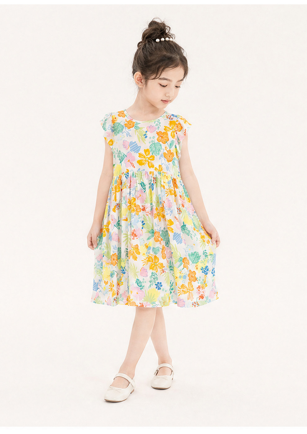 女童棉绸连衣裙夏季儿童绵绸裙子小飞袖家居睡裙碎花中大童公主裙 — 14