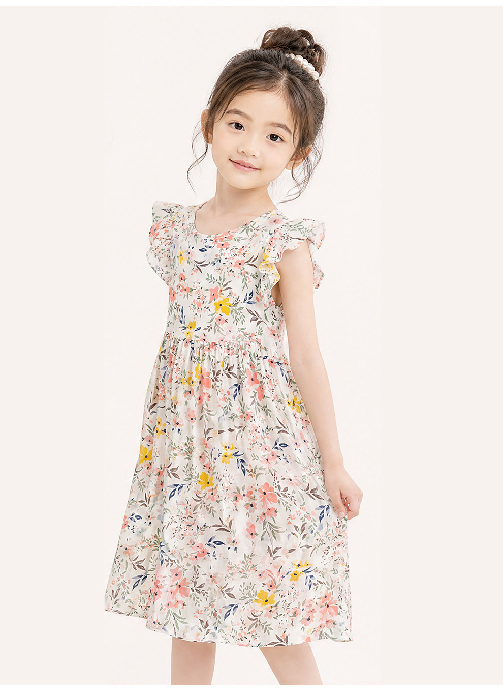 女童棉绸连衣裙夏季儿童绵绸裙子小飞袖家居睡裙碎花中大童公主裙 — 11