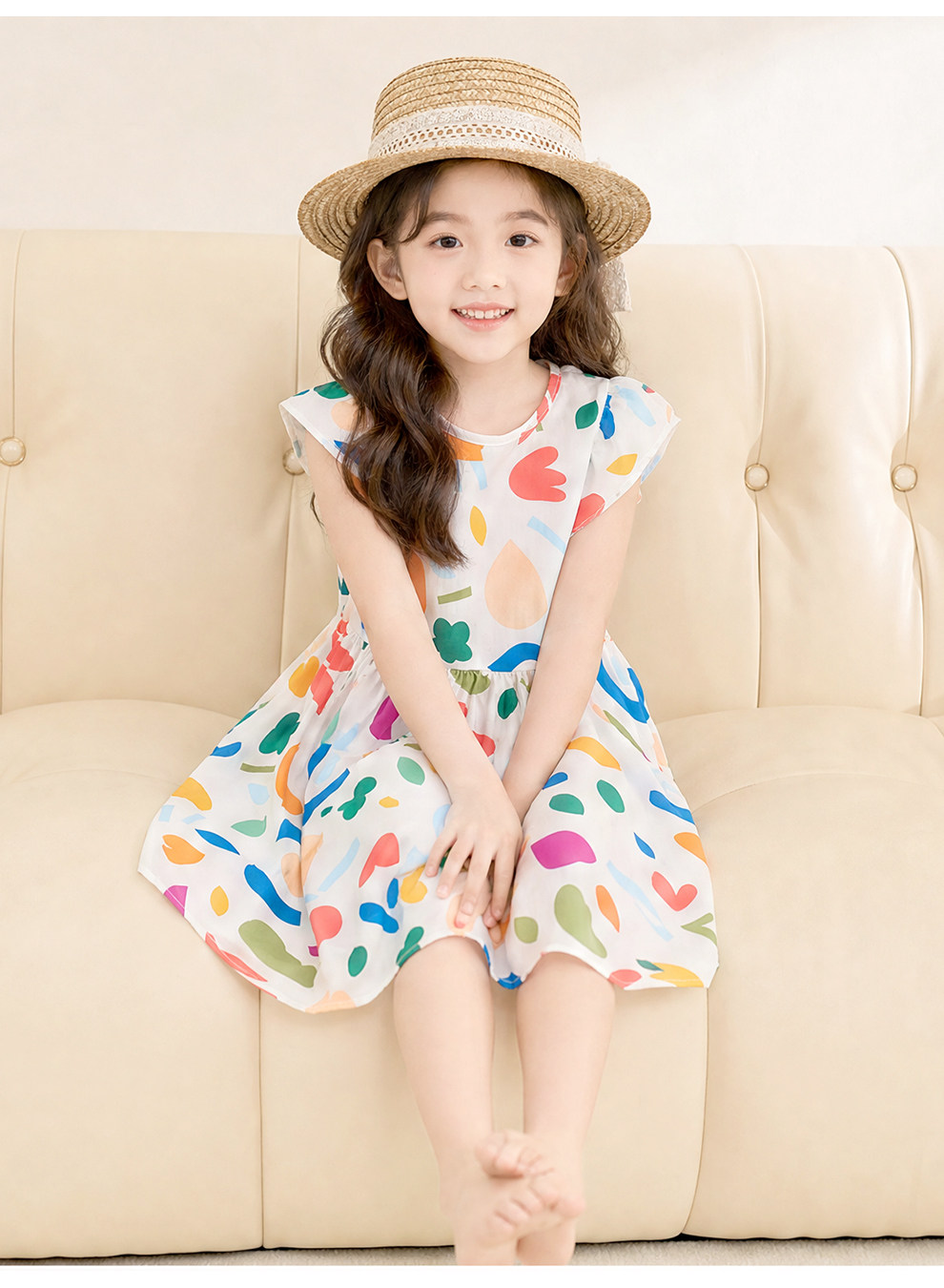 女童棉绸连衣裙夏季儿童绵绸裙子小飞袖家居睡裙碎花中大童公主裙 — 12